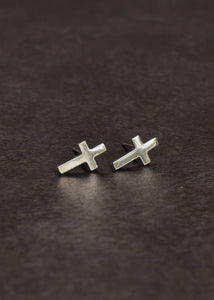 Silver Cross Stud Earrings