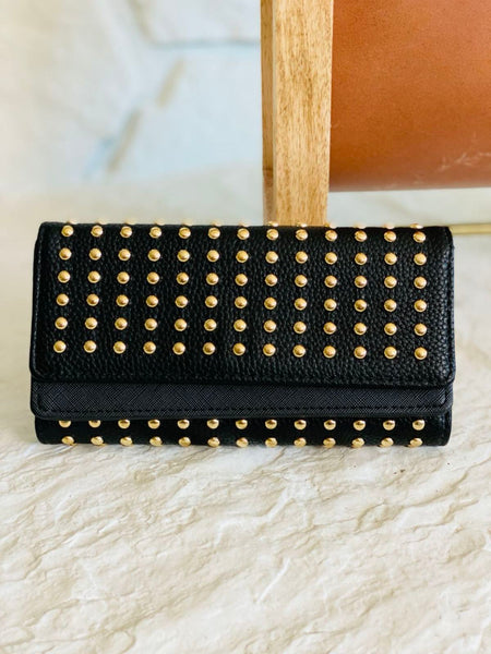 Kiss Me Jane Studded Faux Leather Wallet