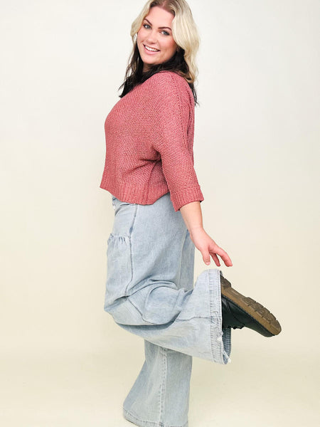 Falling Leaves Round Neck Light Knit Sweater