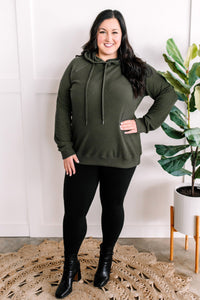 12.22 Thermal Pullover Hoodie With Zipper Detail In Olive