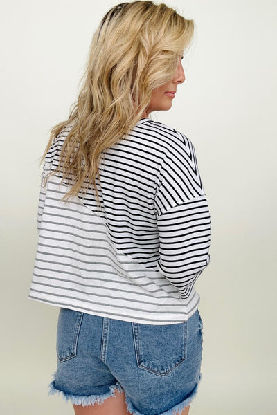 Striped Patchwork Short Sleeve Top