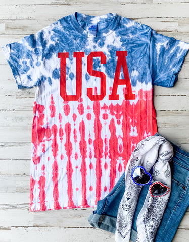 USA Flag Tie Dye Tee