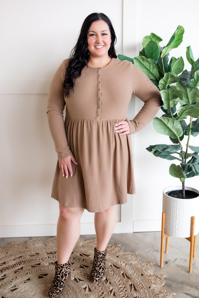 12.15 Ultra Soft Button Front Dress In Pecan