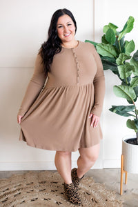 12.15 Ultra Soft Button Front Dress In Pecan