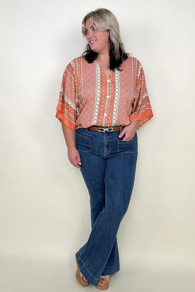 Risen High Rise Front Pocket Sailor Flare Jeans