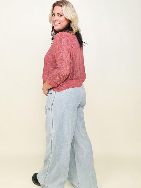 Falling Leaves Round Neck Light Knit Sweater
