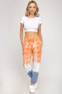 Orange & Blue Tie Dye Joggers - Ruby Rebellion