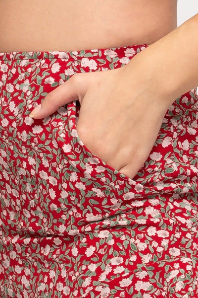 Red Floral Shorts