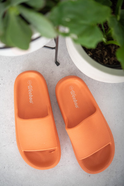 Go All Out Slide-On Sandals in Orange