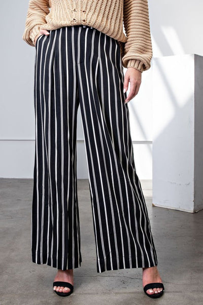 Rae Mode Striped Hi Waist Wide Leg Long Pants