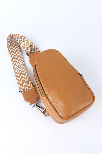 Faux Leather Zipped Crossbody Chest Bag