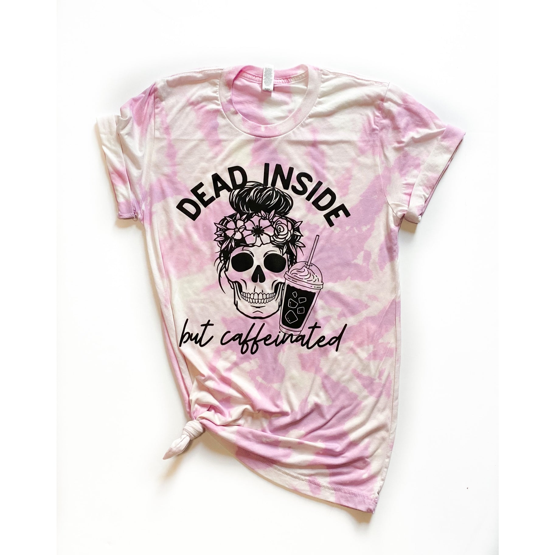Dead Inside But Caffeinated Bleached Tee - Ruby Rebellion