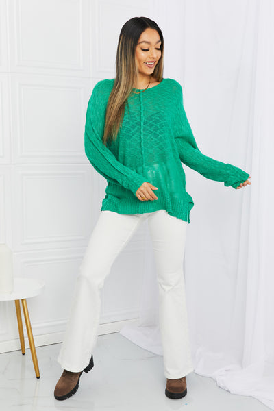 Mittoshop Exposed Seam Slit Knit Top in Kelly Green