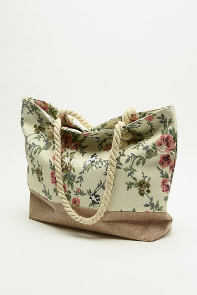 Justin Taylor Floral Rope Handle Tote