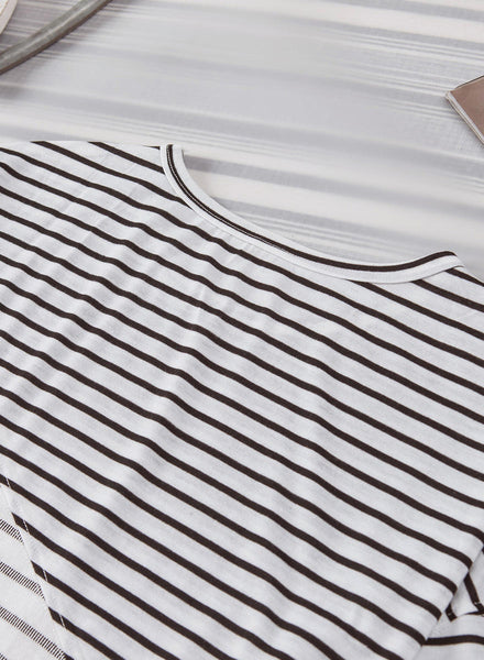 Striped Patchwork Short Sleeve Top