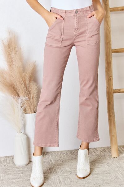 RISEN Mauve Full Size High Rise Ankle Flare Jeans