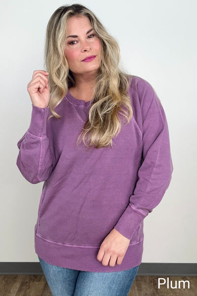 Pigment Dyed French Terry Pullover With Pockets - More Colors Available!