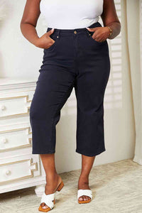 Judy Blue High Waist Tummy Control Wide Cropped Jeans