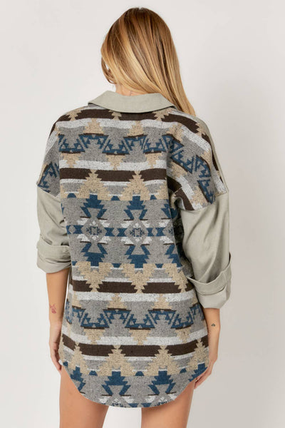 Escape To The Mountains Aztec Shacket - Ruby Rebellion
