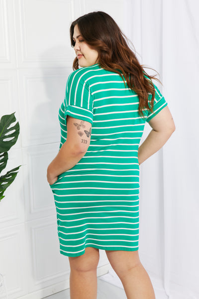 Zenana Springtime Sunshine Full Size Striped T-Shirt Dress