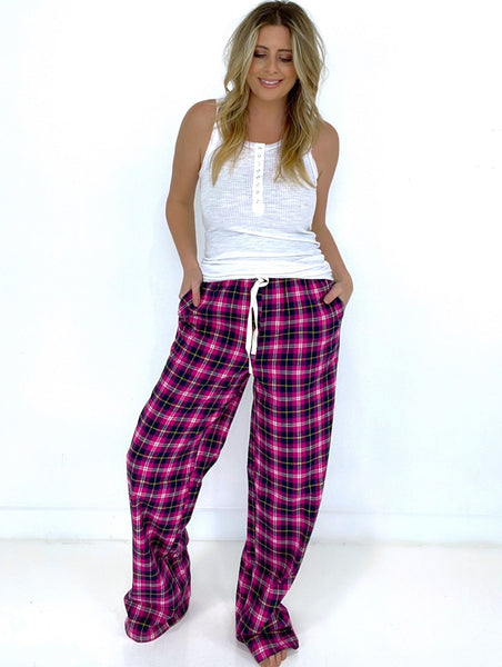 Zenana Plaid Lounge Pants with Pockets