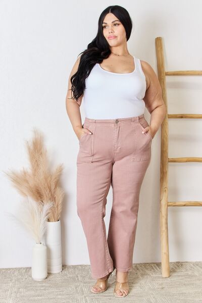 RISEN Mauve Full Size High Rise Ankle Flare Jeans