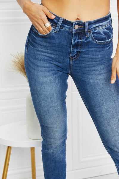 VERVET Full Size Raw Hem Cropped Jeans