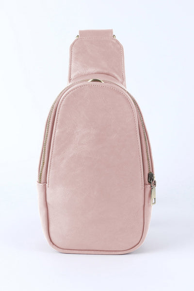 Faux Leather Zipped Crossbody Chest Bag