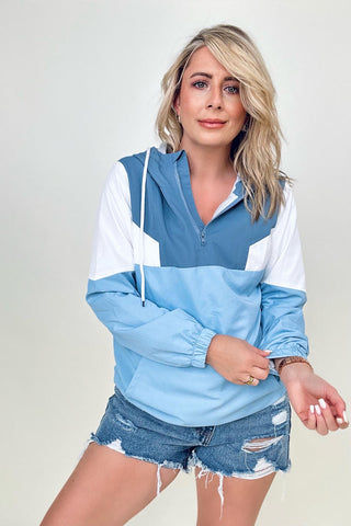 Color Block Long Sleeve Windbreaker Hoodie