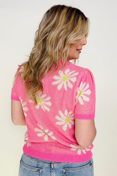 Daisy Round Neck Short Sleeve Knit Sweater