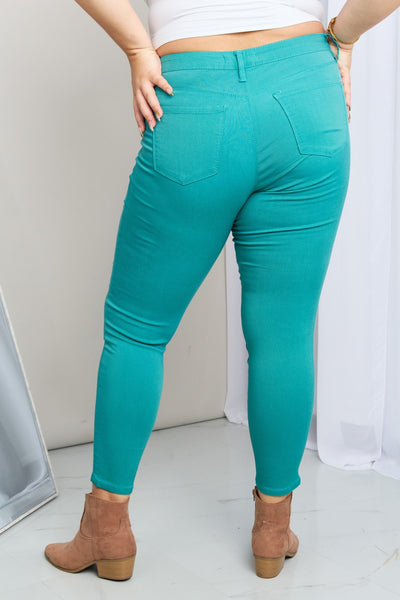 YMI Jeanswear Kate Hyper-Stretch Mid-Rise Skinny Jeans in Sea Green