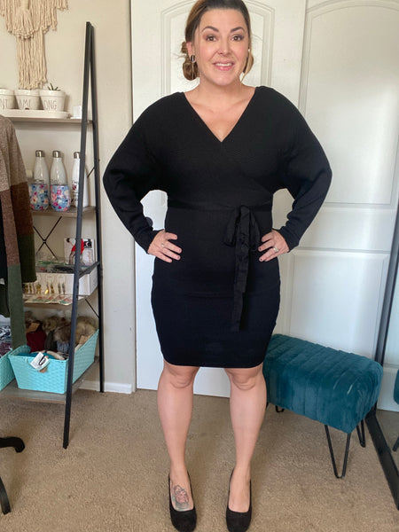 The Sloane - Black Dolman Knit Dress - Ruby Rebellion