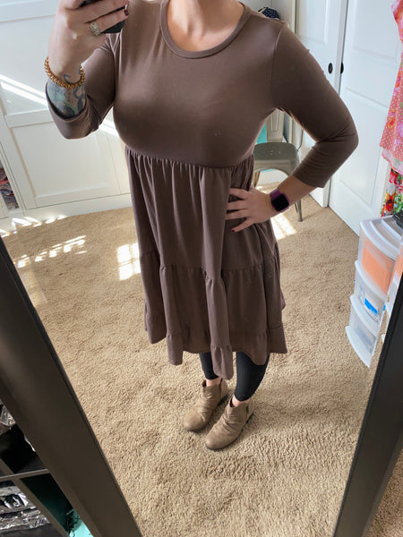 Tiered 3/4 Sleeve Dress - Ruby Rebellion