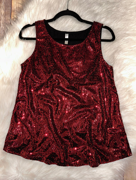 Shine On Red Sleeveless Top - Ruby Rebellion