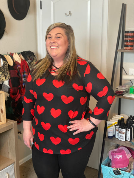 Candy Heart Crush Criss Cross Chest Top - Ruby Rebellion