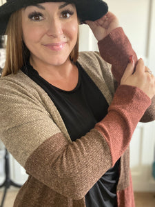 Rust Color Block Cardigan - Ruby Rebellion