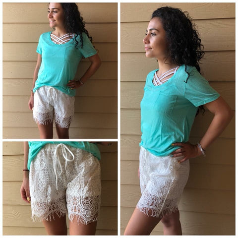 White Lace Shorts - Ruby Rebellion