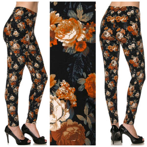 Fall Floral Leggings - Ruby Rebellion