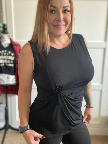In a Twist Knot Front Sleeveless Top - Ruby Rebellion