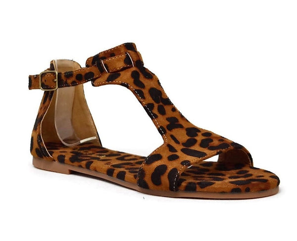 Leopard Roman Flat Sandals - Ruby Rebellion