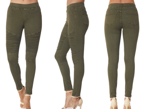 Olive Moto Jeggings - Ruby Rebellion