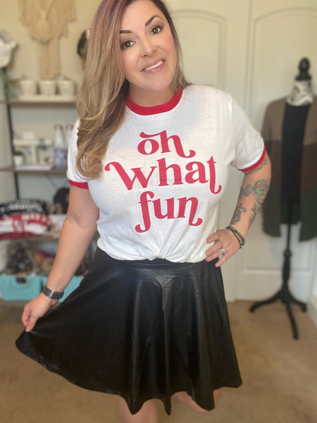 Oh What Fun Ringer Tee - Ruby Rebellion