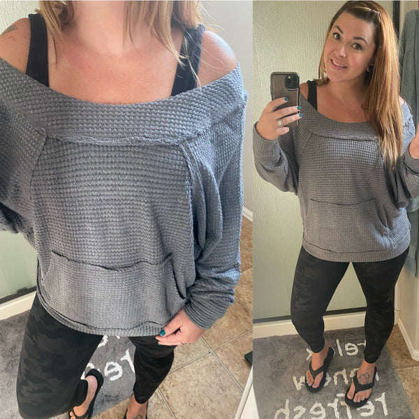 Talking Cozy Waffle Knit Top - Ruby Rebellion
