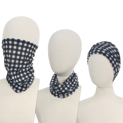 Black & White Checkered Plaid Face Covering - Ruby Rebellion