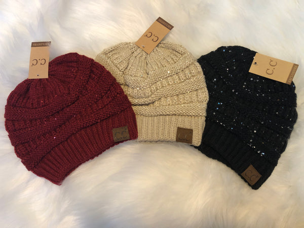 C. C Sequin Beanie - Ruby Rebellion