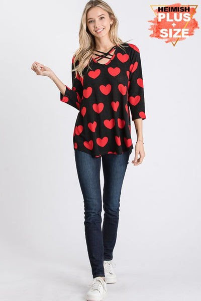 Candy Heart Crush Criss Cross Chest Top - Ruby Rebellion