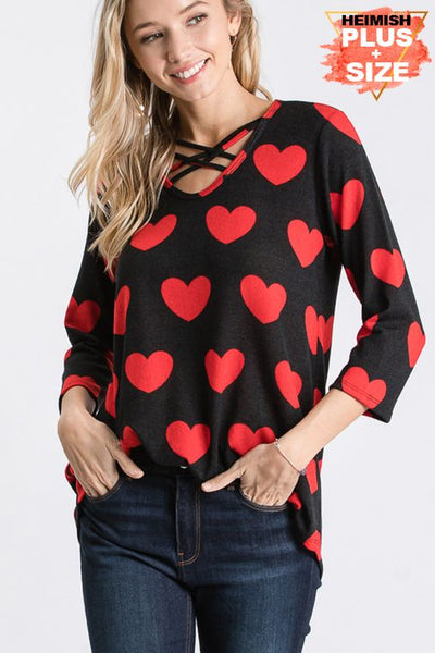 Candy Heart Crush Criss Cross Chest Top - Ruby Rebellion