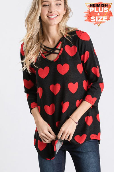 Candy Heart Crush Criss Cross Chest Top - Ruby Rebellion