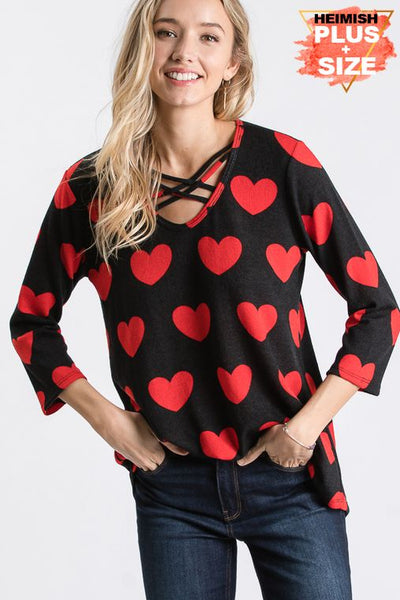 Candy Heart Crush Criss Cross Chest Top - Ruby Rebellion