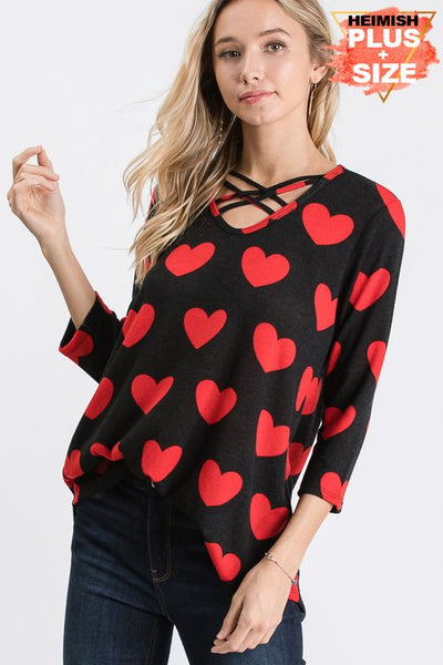 Candy Heart Crush Criss Cross Chest Top - Ruby Rebellion